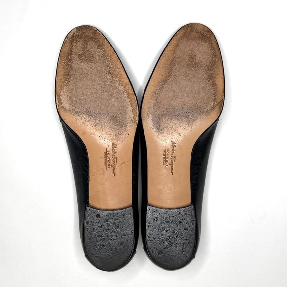 Salvatore Ferragamo Embossed Leather Loafers with Gold Bit in Navy Size 8.5 M - Picture 8 of 9